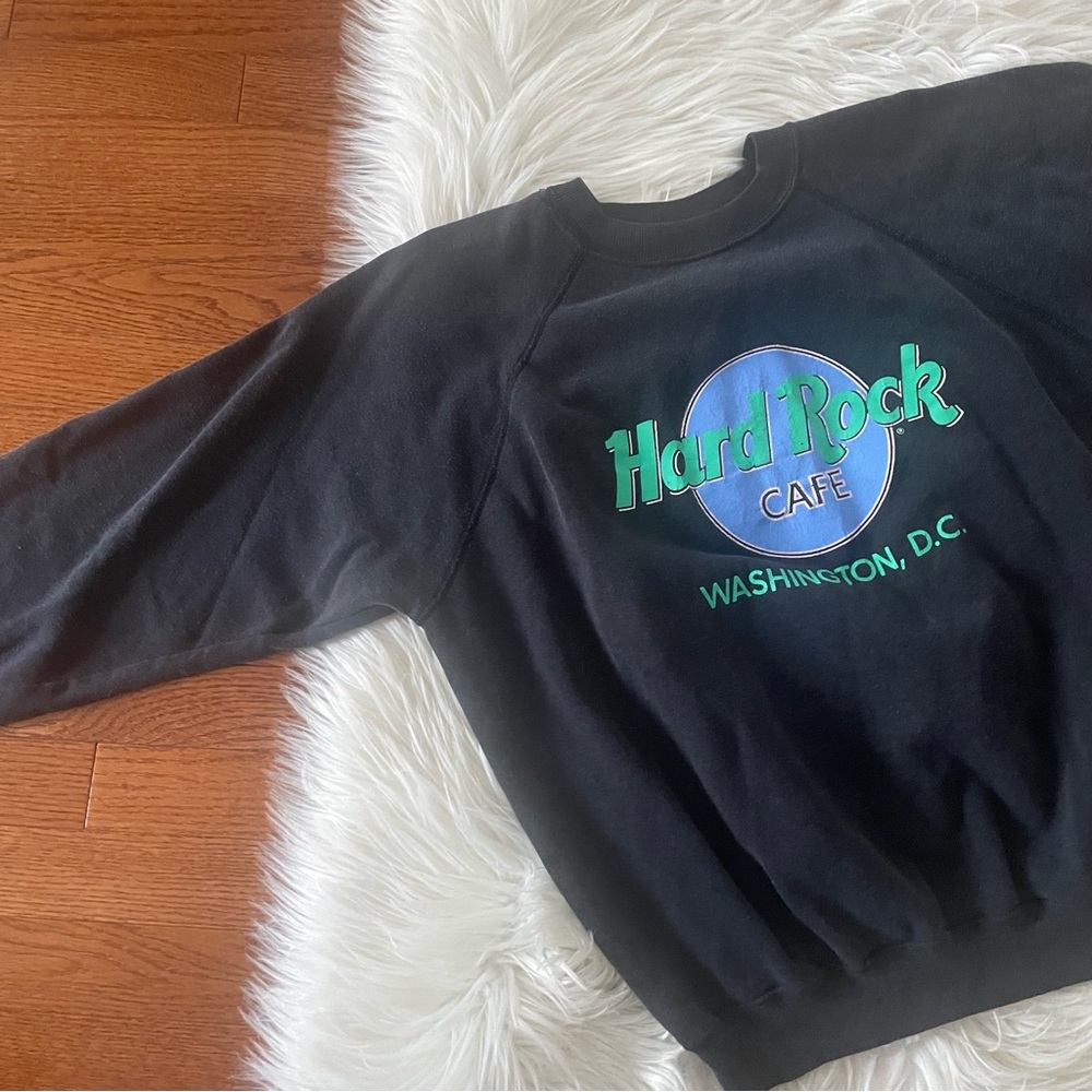 Vintage Hard Rock Cafe Crewneck Pullover Sweatshirt Size XL Washington DC Black